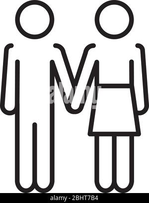 pitogram couple standing icon over white background, line block style ...