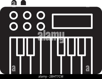Synthesizer black glyph icon Stock Vector