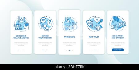 Proactive development onboarding mobile app page screen with concepts Stock Vector