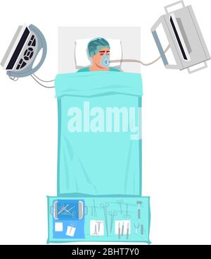 Surgery patient semi flat RGB color vector illustration Stock Vector