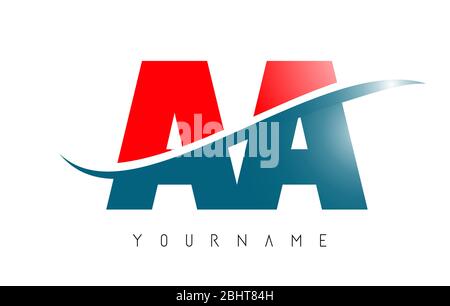 AA A Green and Orange Letters Logo with Swoosh and Curved Lines Vector Illustration. Stock Vector