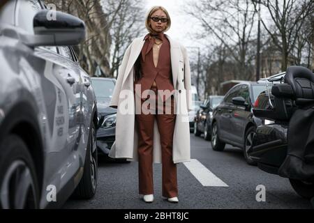 Vanessa Hong attending the Mugler show during Paris  Fashion Week Feb 26,2020- Photo: Runway Manhattan/Valentina Ranieri  ***For Editorial Use Only*** Stock Photo
