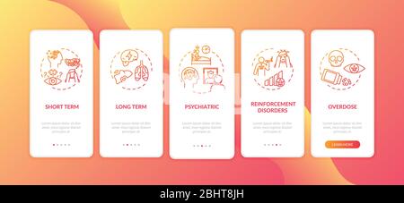 Cannabis effects onboarding mobile app page screen with concepts Stock Vector
