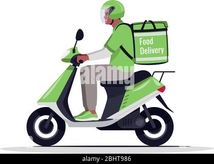 Cafe food delivery semi flat RGB color vector illustration Stock Vector