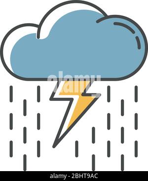 Heavy showers RGB color icon Stock Vector