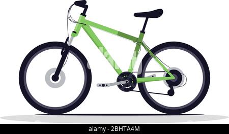 Green bike semi flat RGB color vector illustration Stock Vector