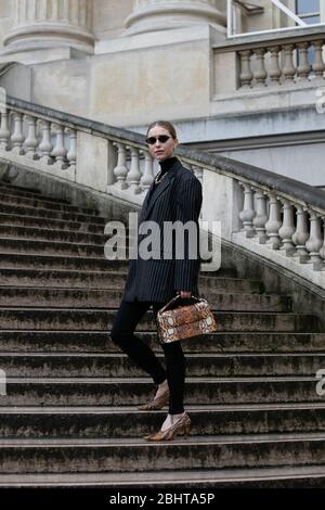 Pernille Teisbaek  attending the Mugler show during Paris  Fashion Week Feb 26,2020- Photo: Runway Manhattan/Valentina Ranieri  ***For Editorial Use O Stock Photo