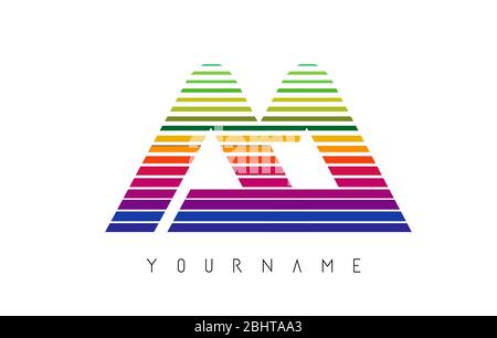 AA A Rainbow Horizontal Stripes Letter Logo Design with Horizontal Lines Vector Illustration. Stock Vector