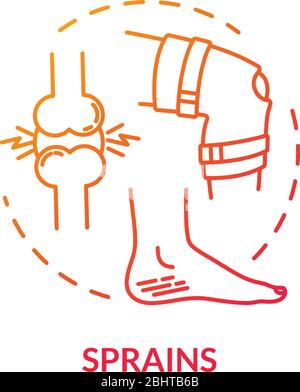Sprains, muscle injury, trauma concept icon. Orthopedics, traumatism ...