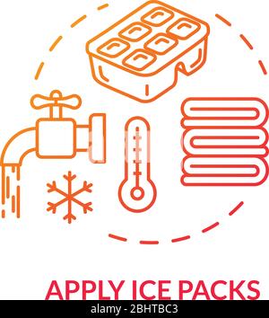 Ice packs, first aid item concept icon. Traumatism ambulance, hematoma therapy and bruise treatment, health care thin line illustration. Vector Stock Vector