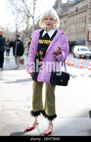A chic showgoer attending the Dries Vam Noten  show during Paris  Fashion Week Feb 26,2020- Photo: Runway Manhattan/Valentina Ranieri  ***For Editoria Stock Photo