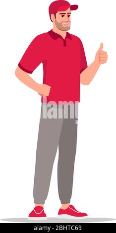 Delivery customer service semi flat RGB color vector illustration Stock Vector