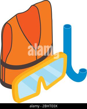Snorkeling icon, isometric style Stock Vector