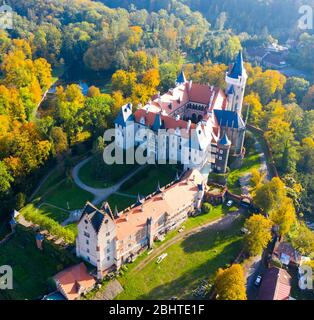 Aerial View Of Zleby Castle In Central Bohemian Region, Czech Republic ...