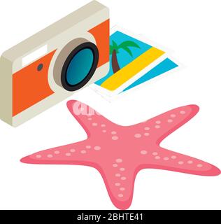Summer travel icon, isometric style Stock Vector