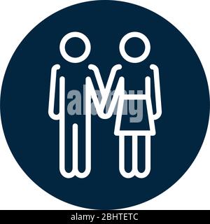 pitogram couple standing icon over white background, line style, vector ...