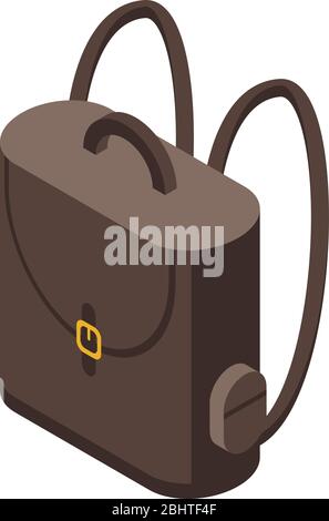 Safari backpack icon, isometric style Stock Vector