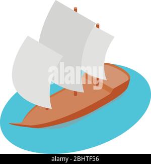 Sailing ship icon, isometric style Stock Vector