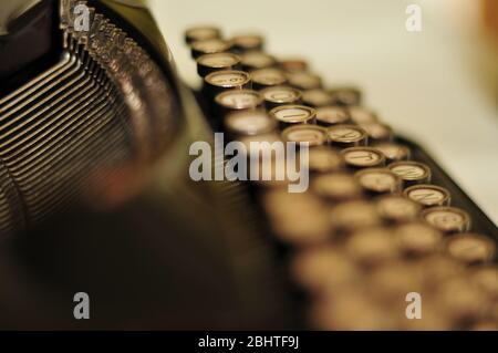 Typewriter of an old machine with blurring Stock Photo