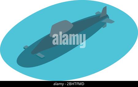 Submarine icon, isometric style Stock Vector
