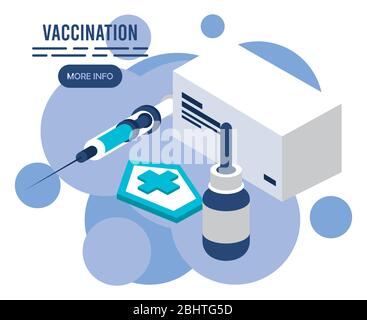 vaccination service with injection isometric icons Stock Vector