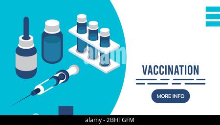 vaccination service with injection isometric icons Stock Vector
