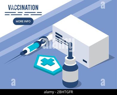 vaccination service with injection isometric icons Stock Vector