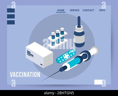vaccination service with injection isometric icons Stock Vector