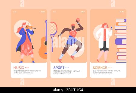 Design online education onboarding mobile app Stock Vector