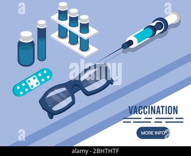 vaccination service with injection isometric icons Stock Vector