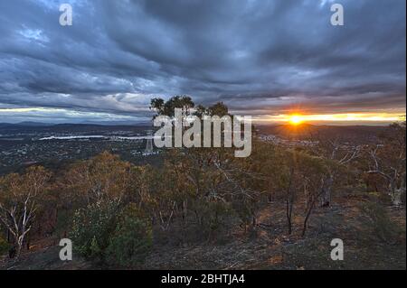 Canberra at night from Mount Ainslie Lookout Stock Photo