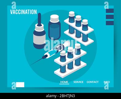 vaccination service with injection isometric icons Stock Vector