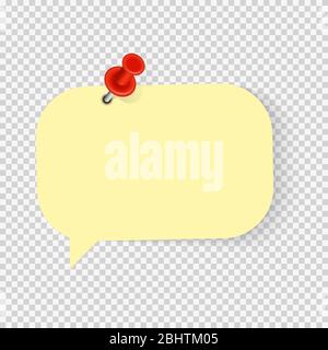 Colored empty paper note sticker with red pin for office text or business messages. Vector Illustration Stock Vector
