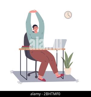 Man working remotely during quarantine Stock Vector