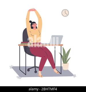 Woman working remotely during quarantine Stock Vector