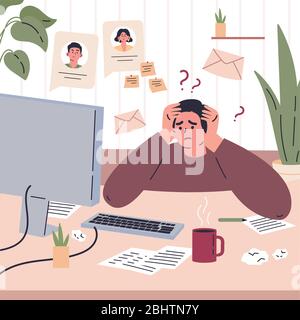 Man working remotely during quarantine Stock Vector