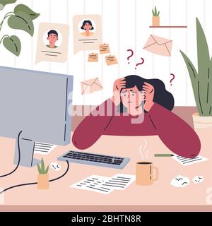 Woman working remotely during quarantine Stock Vector
