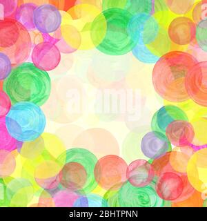 Watercolor simple polka dot pattern. Abstract watercolor pattern with colorful circles. Chaotic geometry poster or  print. Watercolor pastel polka dot Stock Photo