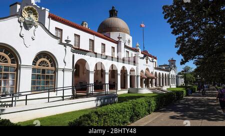 Quapaw Baths & Spa on Bathhouse Row, Central Avenue in The City of Hot Springs, Arkansas, United States Stock Photo