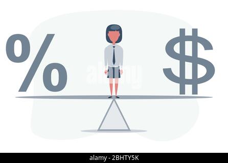 dollar sign on a swing with a percent sign Stock Vector