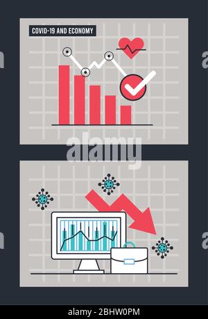 economic recession infographic with statistics Stock Vector