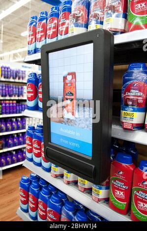 Austin Texas USA, October 26 2010: Flat screen video point of purchase end-cap display at new Walmart store. ©Marjorie Kamys Cotera/Daemmrich Photography Stock Photo