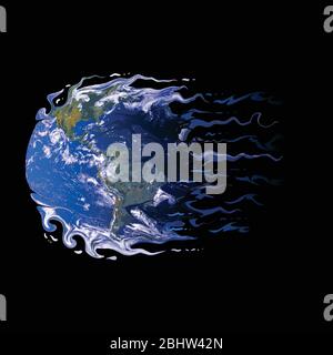 Abstract Earth Flying Through Space, Dissolving,  Melting and Warping Vector Illustration Stock Vector
