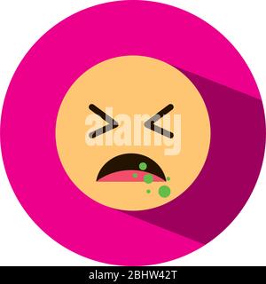 Emojis coronavirus concept, sick emoji coughing icon over white background, block style, vector illustration Stock Vector