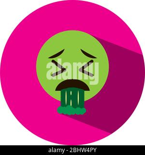 Emojis coronavirus concept, vomiting emoji icon over white background, block style, vector illustration Stock Vector