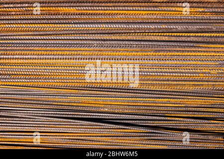 Iron bars metal rod construction and building, steel reinforcement bar pattern and background for textures. High quality photo Stock Photo