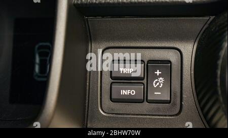 Trip button and info button on the car Stock Photo
