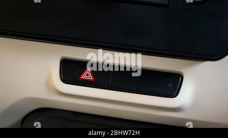 Button for caution in the car Stock Photo