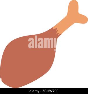 Isolated roast chicken leg icon Stock Vector