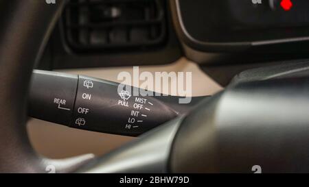 wiper control lever on the car Stock Photo